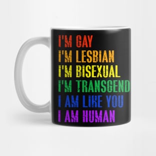 I am Human LGBT Rainbow Flag Gay Pride Month Mug